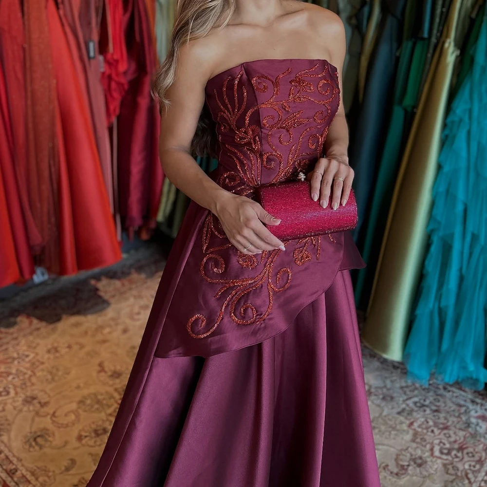 ชุดราตรีทรงเอไลน์แบบสั่งตัด ยาวกรอมพื้น แบบไม่มีสาย ไม่มีแขน ชุดออกงานพรอม แฟชั่นประดับเลื่อม เรียบง่าย ผ้าคลุมหลัง ชุดราตรีสำหรับงานปาร์ตี้