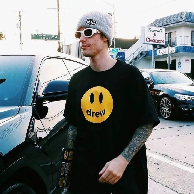 Drew House Smiley Face Short-Sleeve T-Shirt High-Street Fashion Relaxed Fit Casual T-Shirt For Men and Women