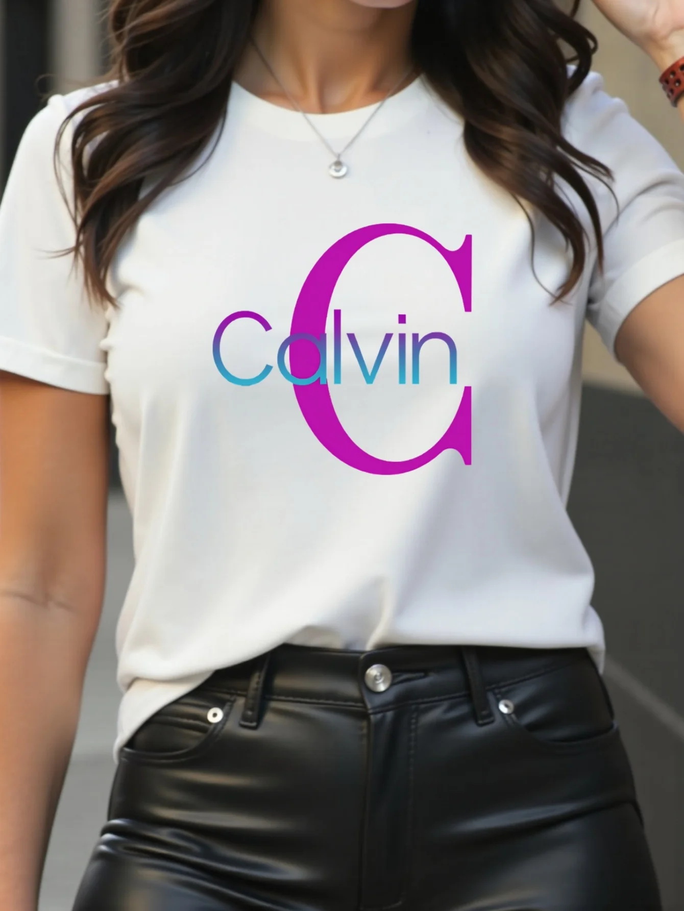 

Calvin Women's T-Shirt Leisure Fashion Short Sleeve Cotton Tees High Quality Luxury Brand T-shirt Summer Streetwear Y2k+ Tops