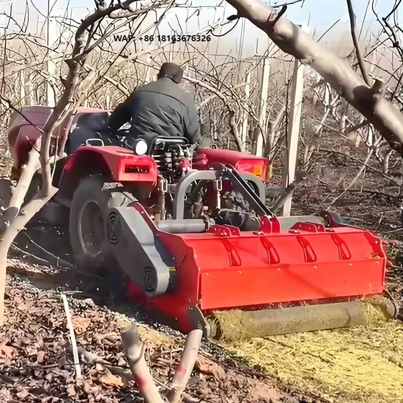Tractor-Mounted Brush Chipper for Pruned Branches in Farms and Orchards Are Crushed and Returned to the Field