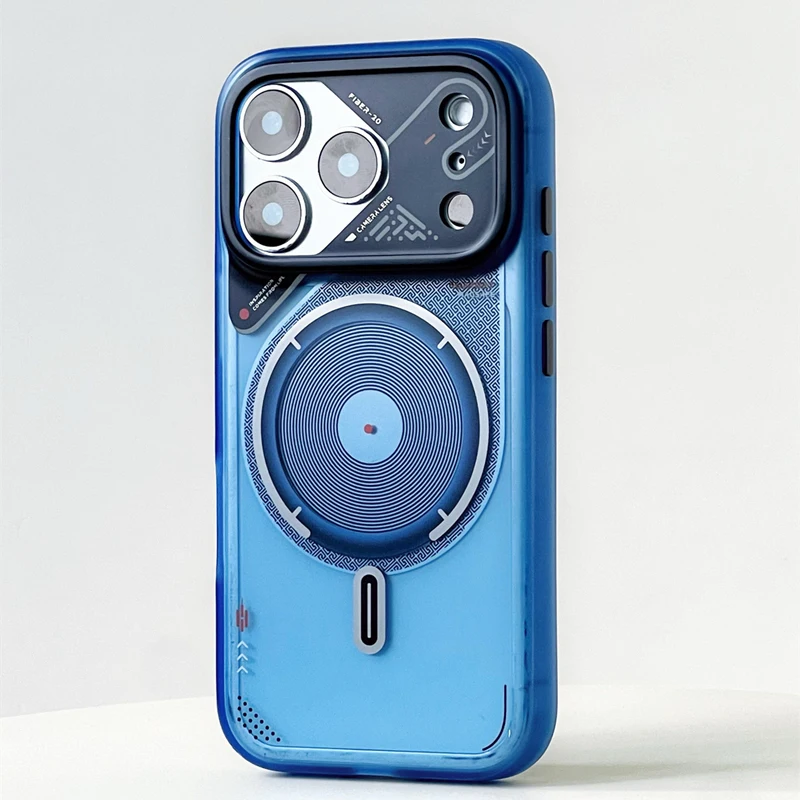For iPhone 17 17Pro Max 16 Pro 15 14 13 Phone Case Creative Tech Mechanical Style for MagSafe Wireless Charging Shockproof Cover