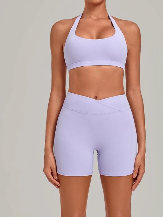 2 Piece Women Quick-Dry Sports Set O-Neck Sleeveless Top Shorts Running Fitness Workout Athletic Wear Tracksuit Sportswear view 2
