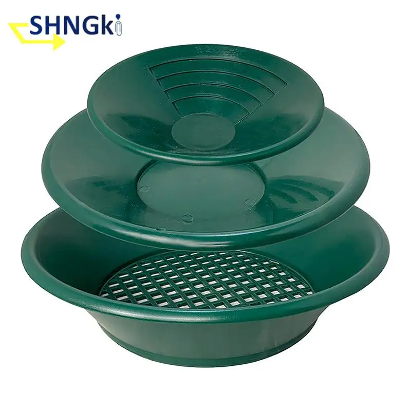 10/14/15 inch Washing Gold Panning Machine Screen Mining Screen Metal Detection Tools Sieve Gold Pan Green Plastic Bowl