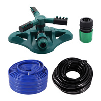 360° Circle Rotating Water Sprinkler Automatic Three Arm Watering Device 16mm Hose Connector Garden Lawn Orchard Irrigation Tool