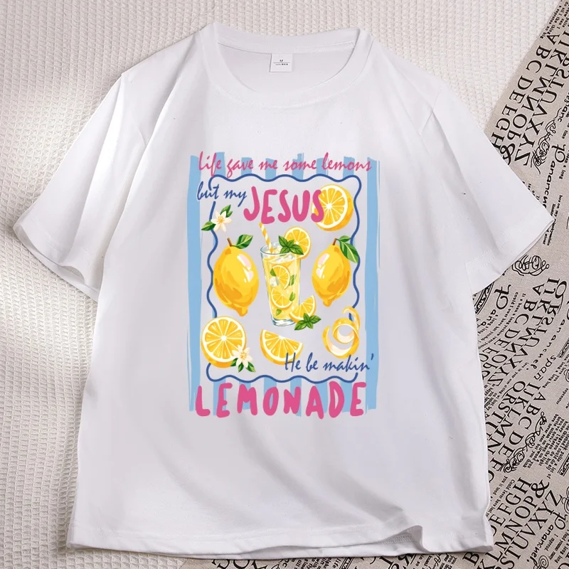 Jesus Makes Lemonade T-shirt for Men Women Comfortable Faith Summer Lemon Tee Shirt Unisex Short Sleeve Clothes