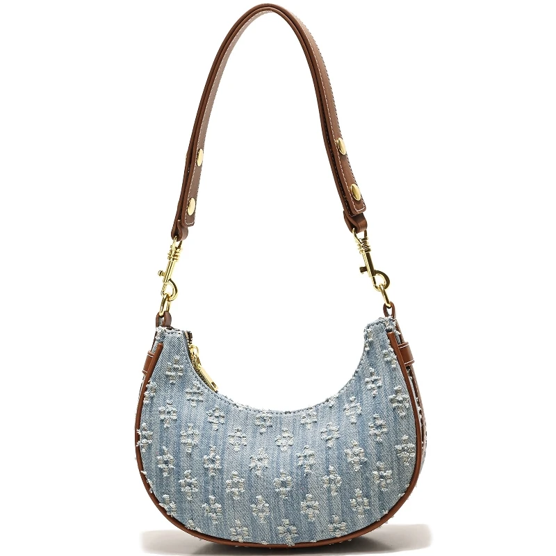 Fashion Denim Hobo Bag 2026 Spring/summer Youth Sweet Crescent-shaped Shoulder Bag Large Capacity Zipper Commuter for Work - view 2