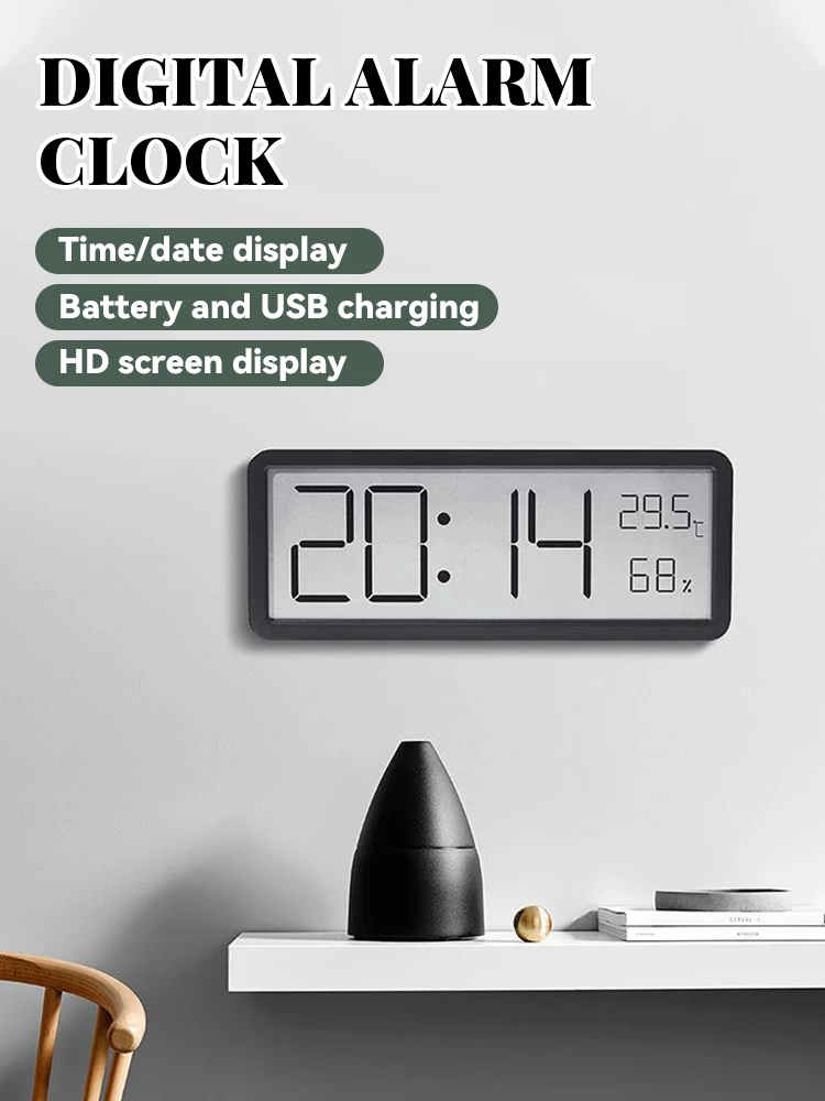 

Цифровой будильник с ЖК-дисплеем, многофункциональные часы с термометром и влажностью, ультратонкие электронные часы для украшения комнаты и дома