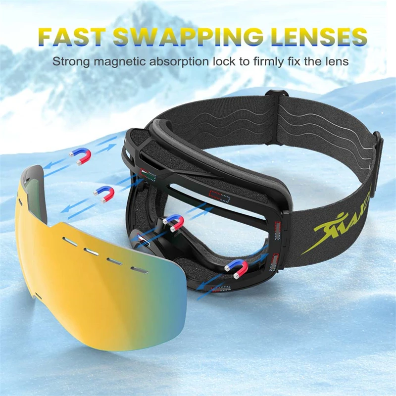 Ski brille mit gelber Linse uv400 Anti-Fog sphärische Ski brille für Männer Frauen Snowboard Skifahren Schneemobil Schnee brille otg