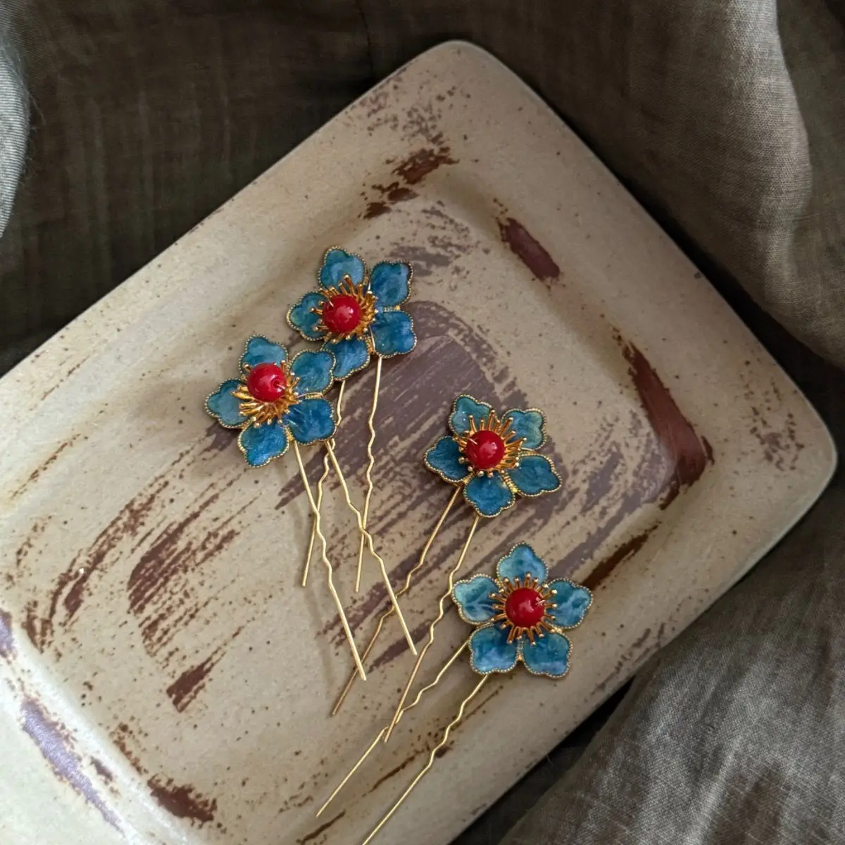 New Chinese-Style Ethnic Vintage Antique Exquisite Floral Elegant Small Flower Hairpin Hair Accessory image 5
