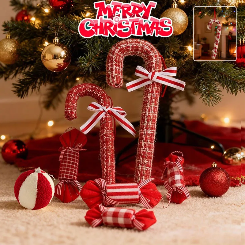 

Christmas Ornament Red and White Cane Xmas Tree Hanging Pendant Lollipop Decor for Indoor Outdoor Props New Year Gift 크리스마스 장식