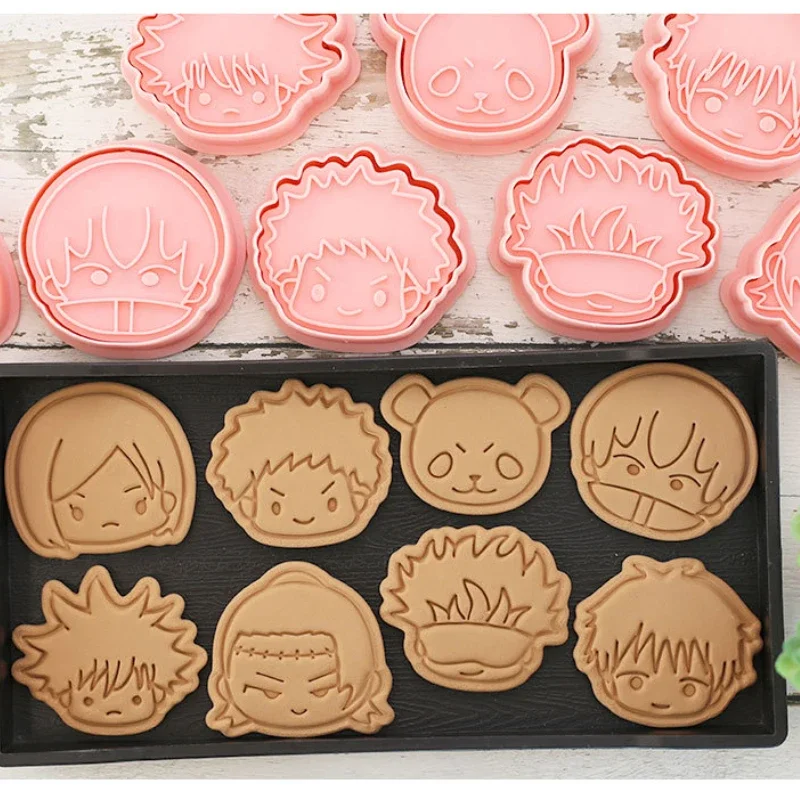 8Pcs/Set Jujutsu Kaisen Gojo Satoru Cookie Cutter Anime Figure Heads Mold for Baking Biscuits Kawaii Geto Suguru Cake Decor