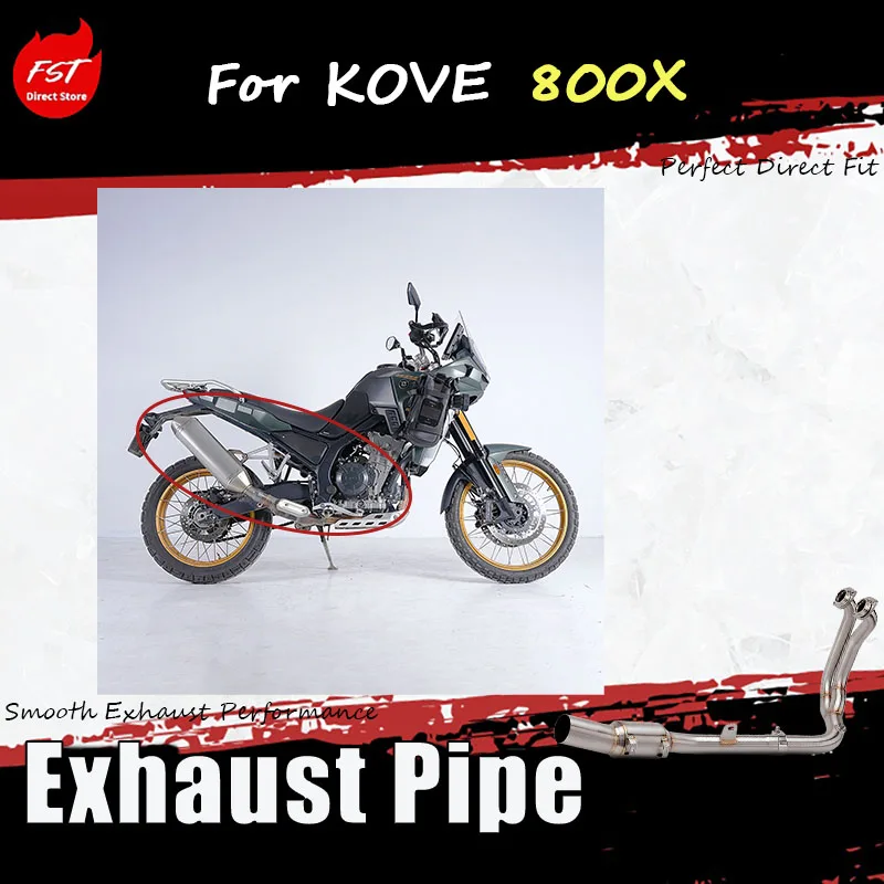 

For KOVE 800X Modified Titanium Alloy Exhaust Pipe - Full Length Stainless Steel Tail Section Special Edition