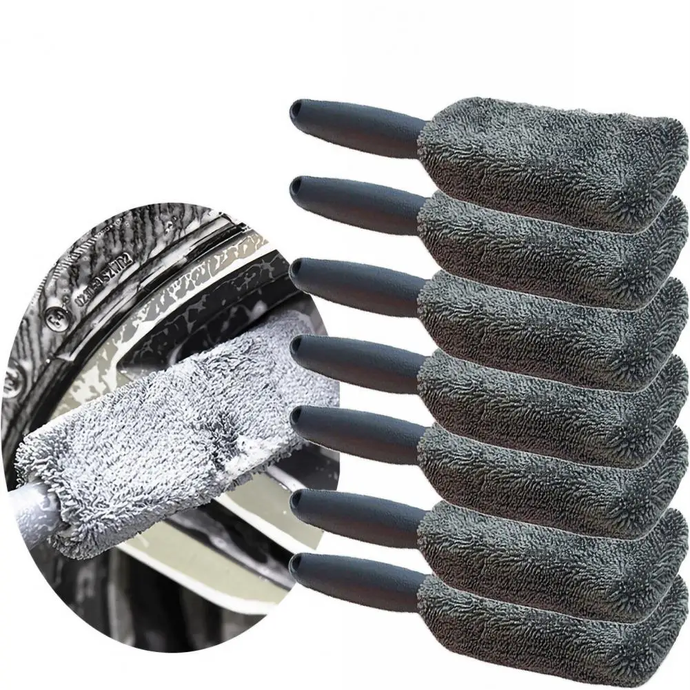 Tire Brush Long Handle Hanging Design Microfiber Wheel Wash Cleaning Brush Tire Rim Detailing Brush Auto Accessories 타이어 브러시