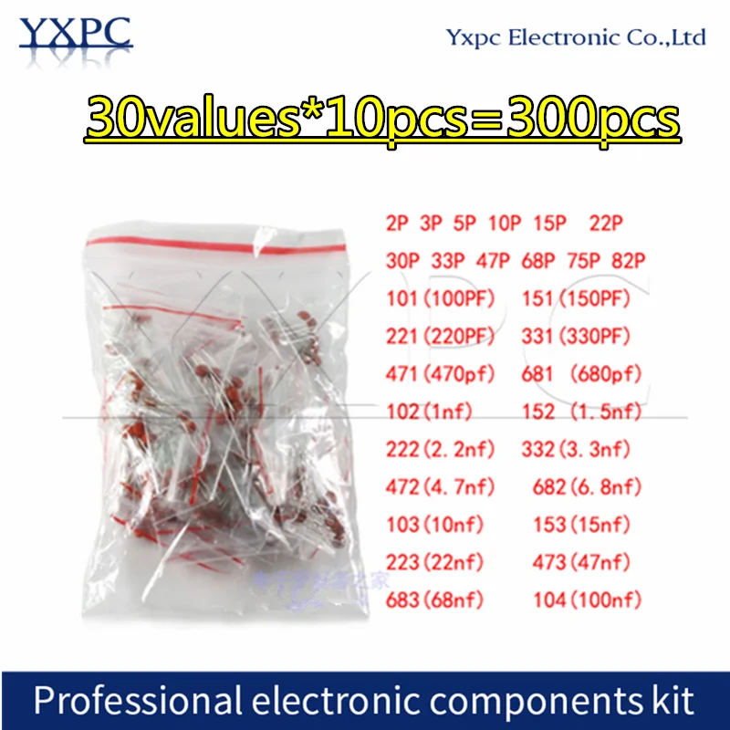 100Pcs ตัวเก็บประจุเซรามิก50V 1pF ~ 100nF 0.1UF 104 4.7PF 10PF 22PF 33PF 47PF 100PF 101 220PF 221 330PF 470PF 1NF 103 47NF 473 68