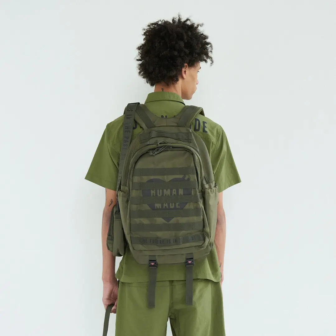 Human Made American Retro Style Nylon Backpack, Large Capacity Travel Backpack, Student Backpack, Outdoor Leisure Bag