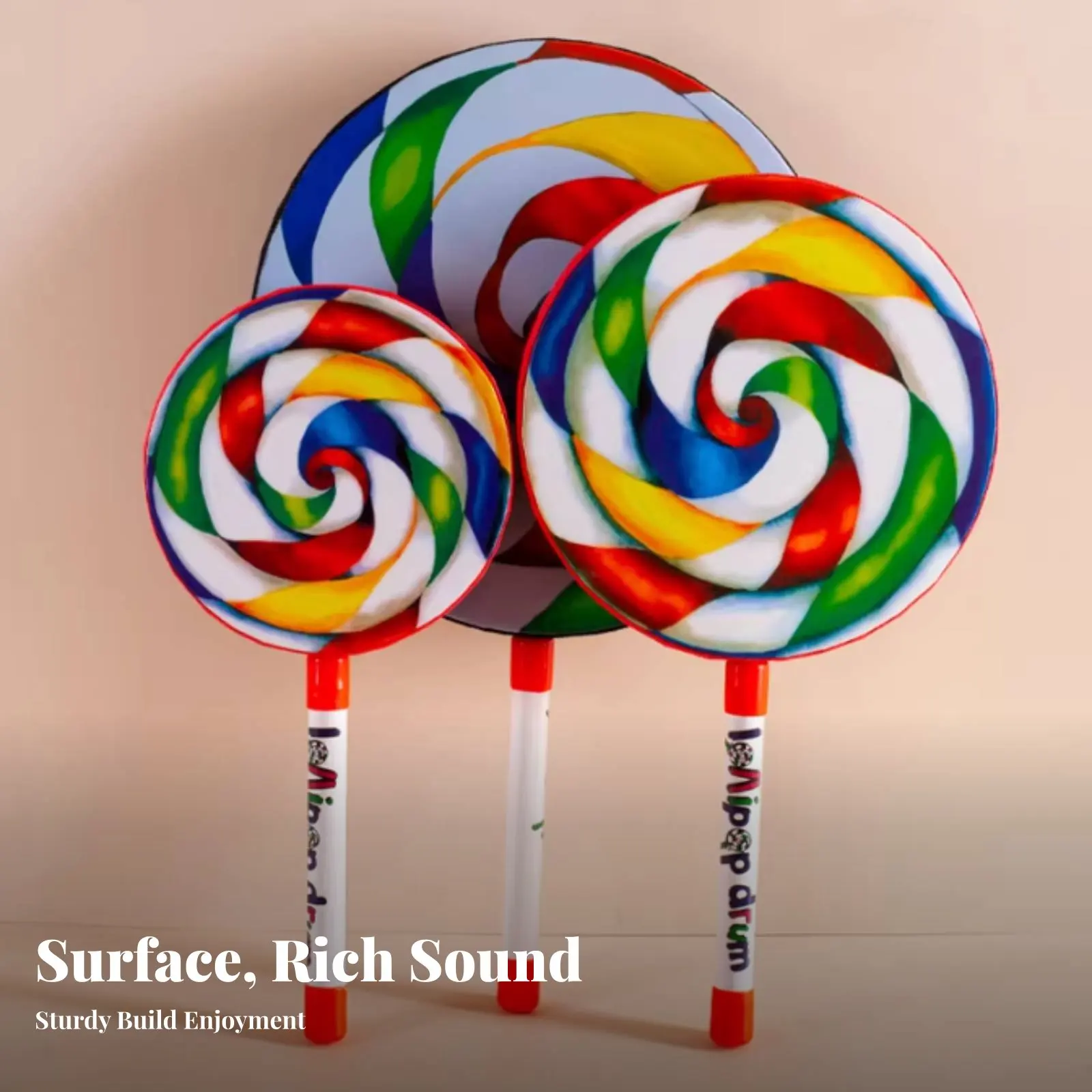 Candy-stickShaped Drum Early Education Candy-Stick Drum Rhythm Training Colorful Design for Children, Preschool, Music Lesson