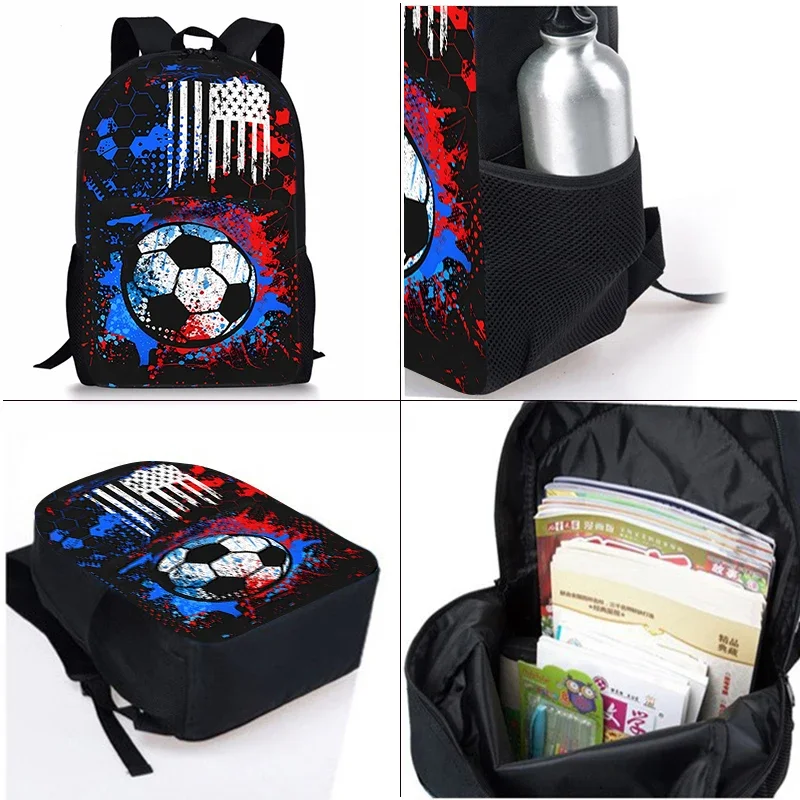 ขายร้อน 3 ชิ้น/เซ็ตการ์ตูนแฟชั่นฟุตบอลโรงเรียนกระเป๋าสําหรับ Boy/หญิงการ์ตูนกระเป๋าหนังสือชุดกระเป๋าเป้สะพายหลังโรงเรียนของขวัญ