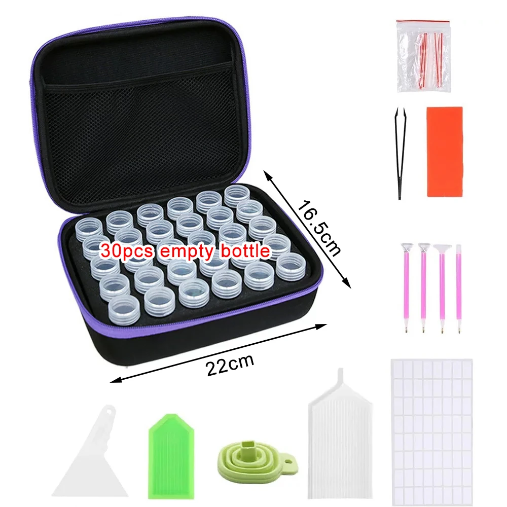 Diamond Painting Tools Storage Containers Accessories with 30 Slots Beads Box Tool Kits Pen Tray Funnel Storage Case DIY Crafts