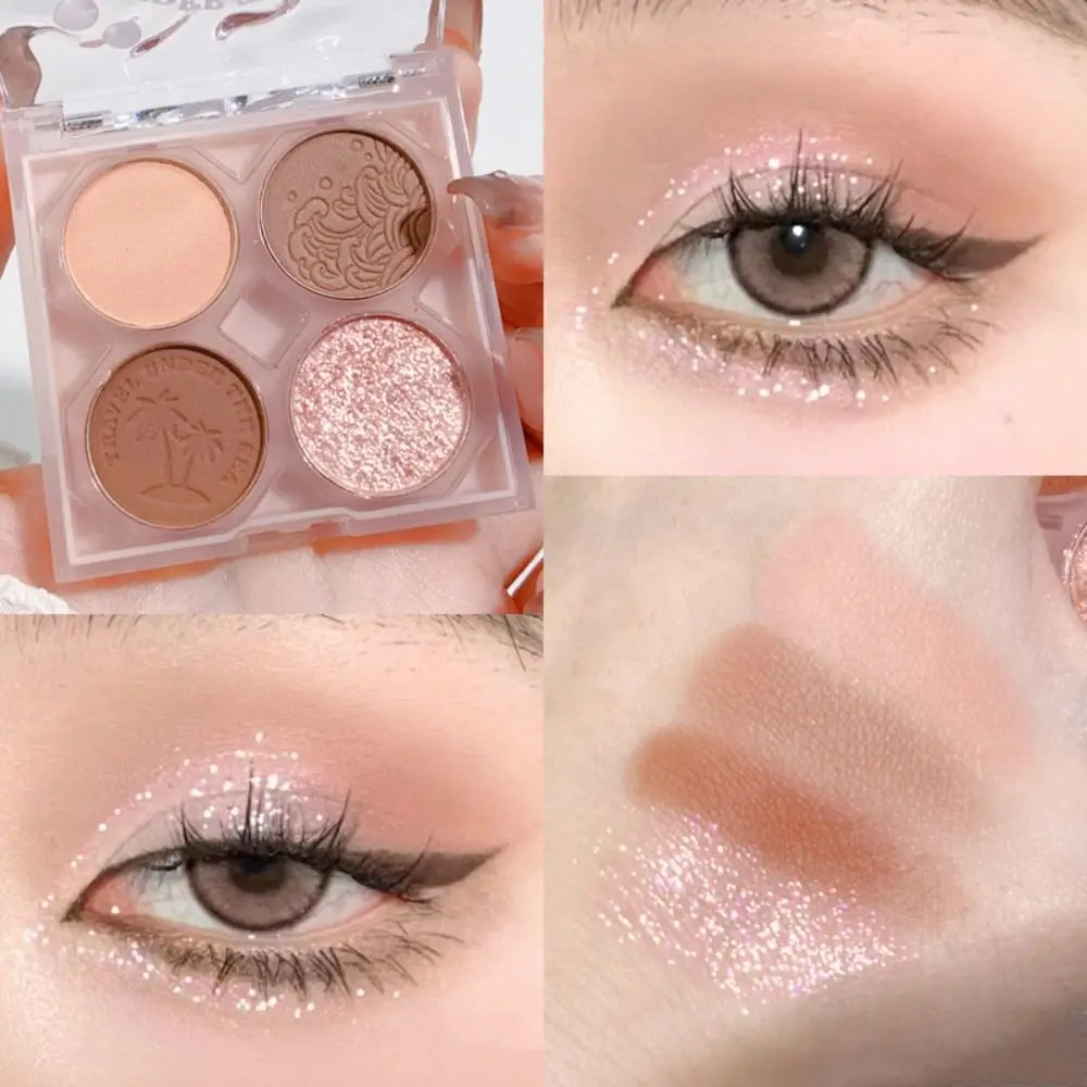 Mini Palette de Fards à Paupières de Quatre Couleurs pour Fille, Maquillage Cosmétique Scintillant, Ondulation de l'Eau, Paillettes Vertes, Longue Durée, 256