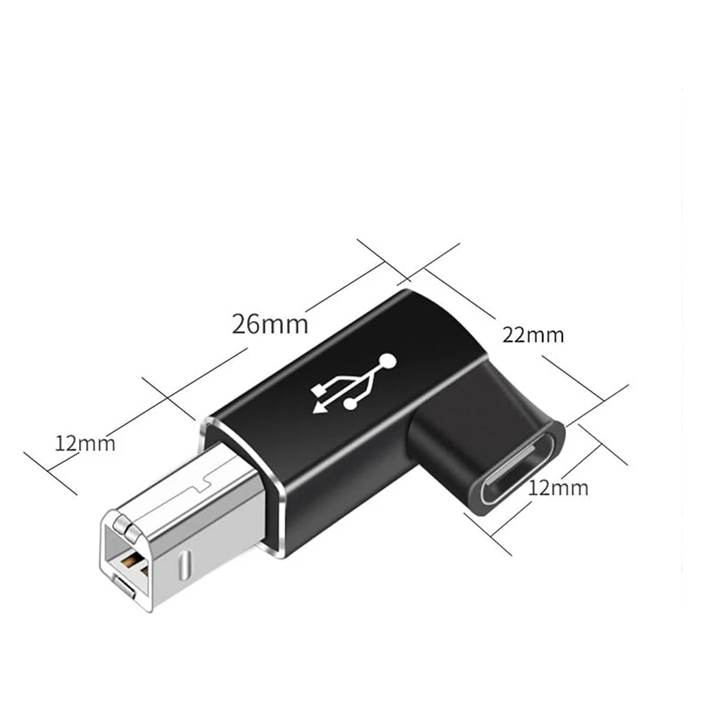 Type C to USB B Printer Cable Adapter USB C to MIDI Cable Elbow Adapter for Printer Electric Pianos Synthesizers USB Microphones