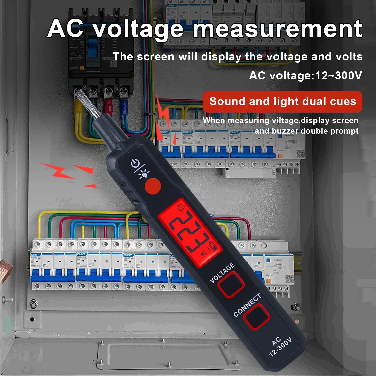 Probador Xin 5 en 1, detector de voltaje, bolígrafo eléctrico de 300V, linterna de retroiluminación, sensibilidad, probador de voltaje CA ajustable