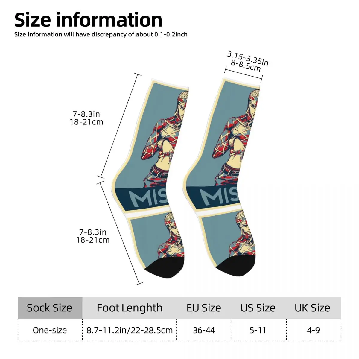 Jojo Bizarre Adventure Unisex Socks, Happy Street Style, 3D Print, Crazy Hiking Sock