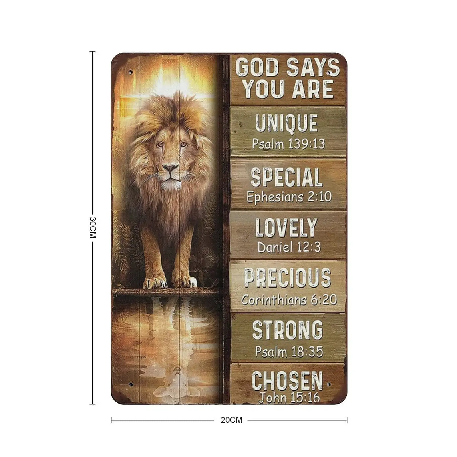 PPFINE God Says You Are Unique Special Lovely Preciouss Lion Metal Tin Sign Artwork Poster Outdoor Sign Vintage Decor Plaque Pos