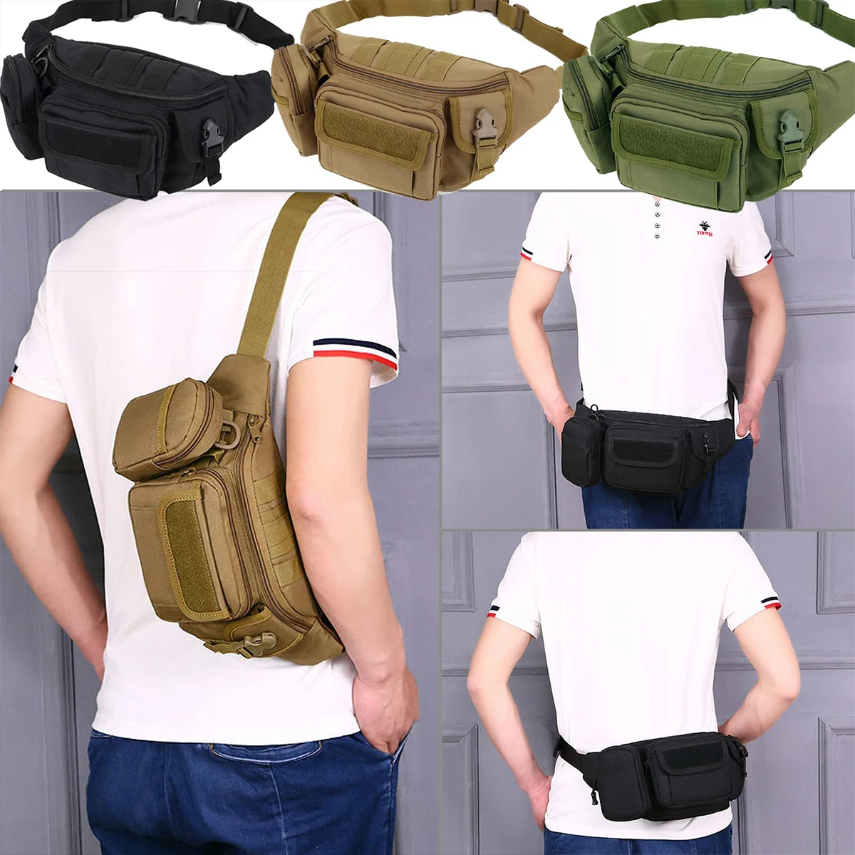 Tactical Waist Bag Messenger Pouch Outdoor Sports Multifunctional Belt Bag for Hiking Mountaineering Fishing Cycling and Hunting