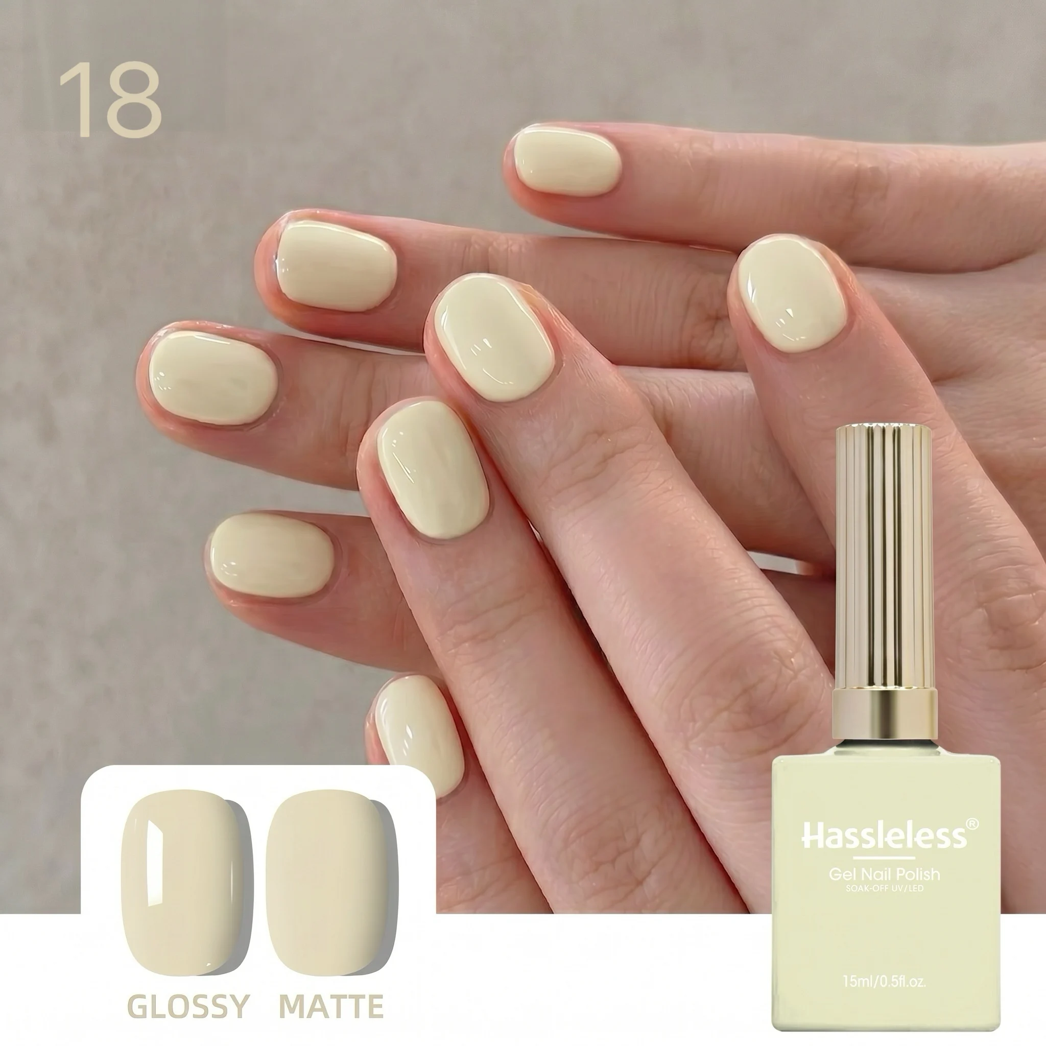 Hassleless 1pcs 15ml Solid Color Gel Nail Polish - Removable Nail Polish, Versatile Everyday Style, DIY Gel Nail Polish, Suitabl