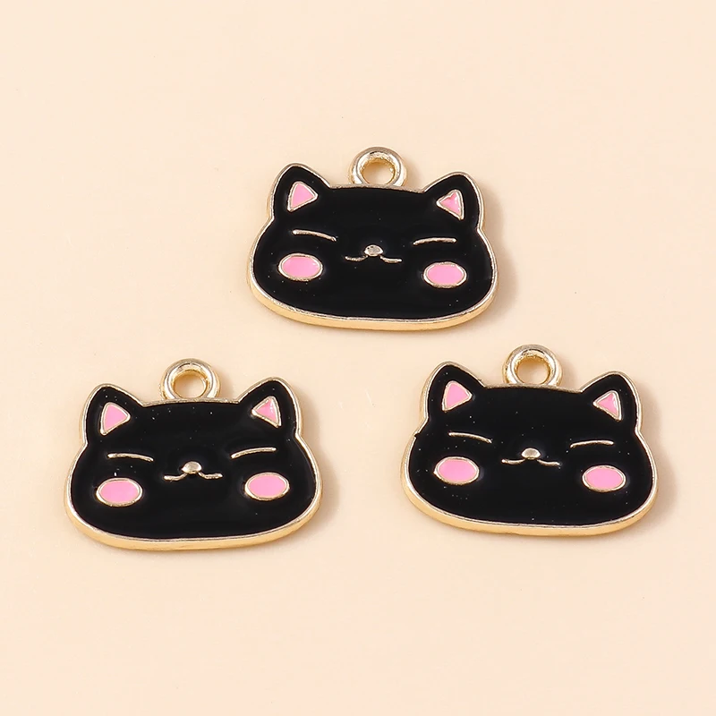 Leslie 10 Stück süße Emaille-Katze-Charms, Kawaii-Katzen-Anhänger, Halskette, Schlüsselanhänger, Ohrringe, DIY-Schmuckherstellung, Zubehör, Großhandel – Detail 6