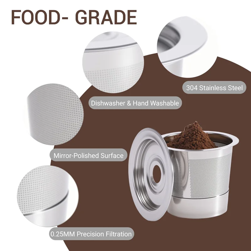 ABZA-استبدال كبسولة القهوة القابلة لإعادة الاستخدام للنينجا لصانع PB041 PB051 CFP101، 304 مرشحات كأس من الفولاذ المقاوم للصدأ