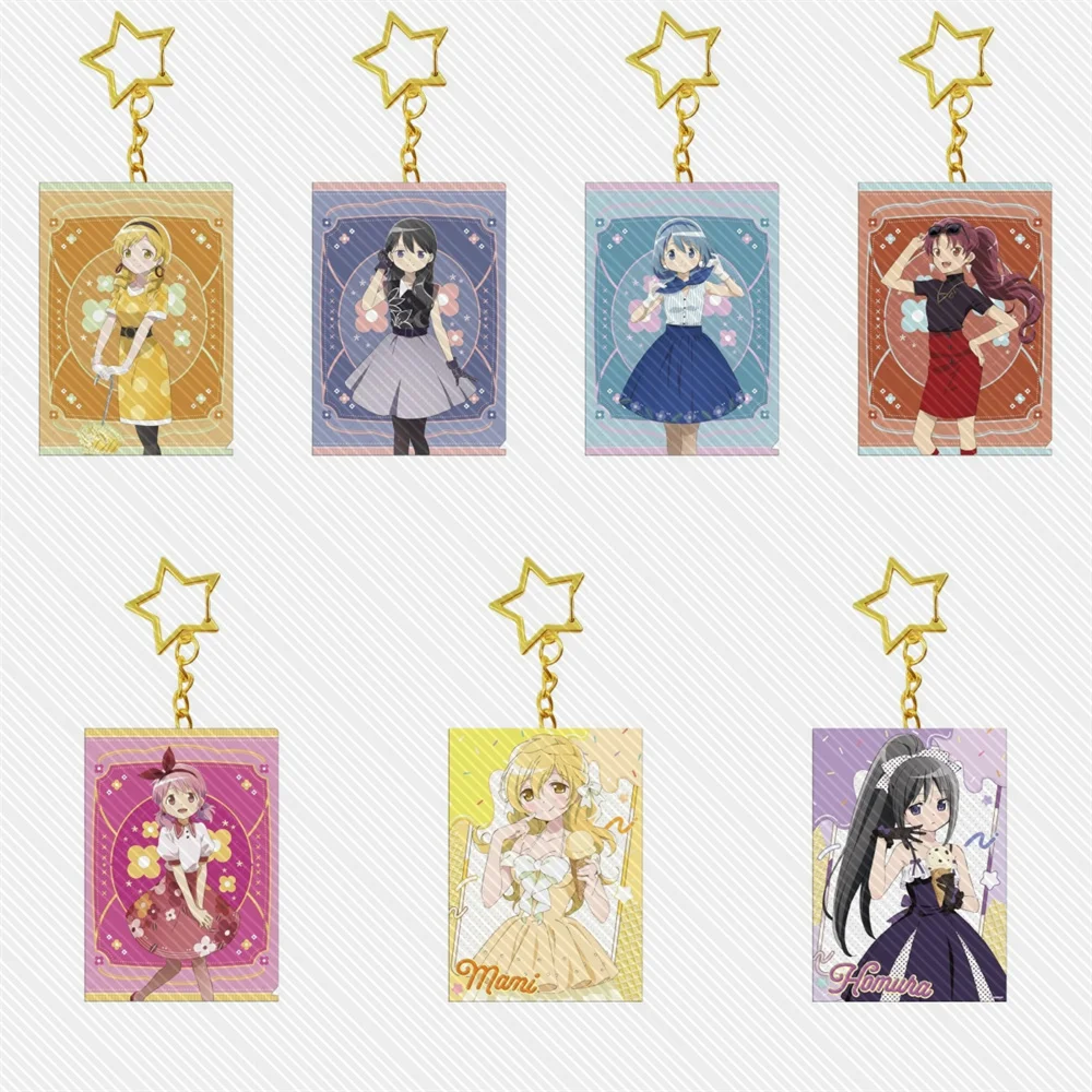 

6cm hot Anime Puella Magi Madoka Magica Acrylic Keychain Stand Model Cosplay Characters Ornament Accesorios Good Gifts