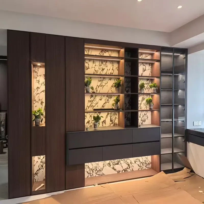 Customized Modern Living Room Display Cabinet: Light Luxury Style - Living Room Decoration and Ornament Display Storage