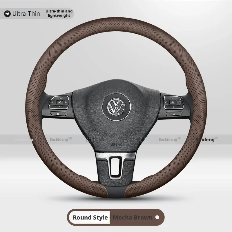 New Model Ultra-Thin Luxury Steering Wheel Cover For VOLKSWAGEN ID3 ID4 Tiguan Golf Polo Passat Anti-Slip Breathable Snug Fit