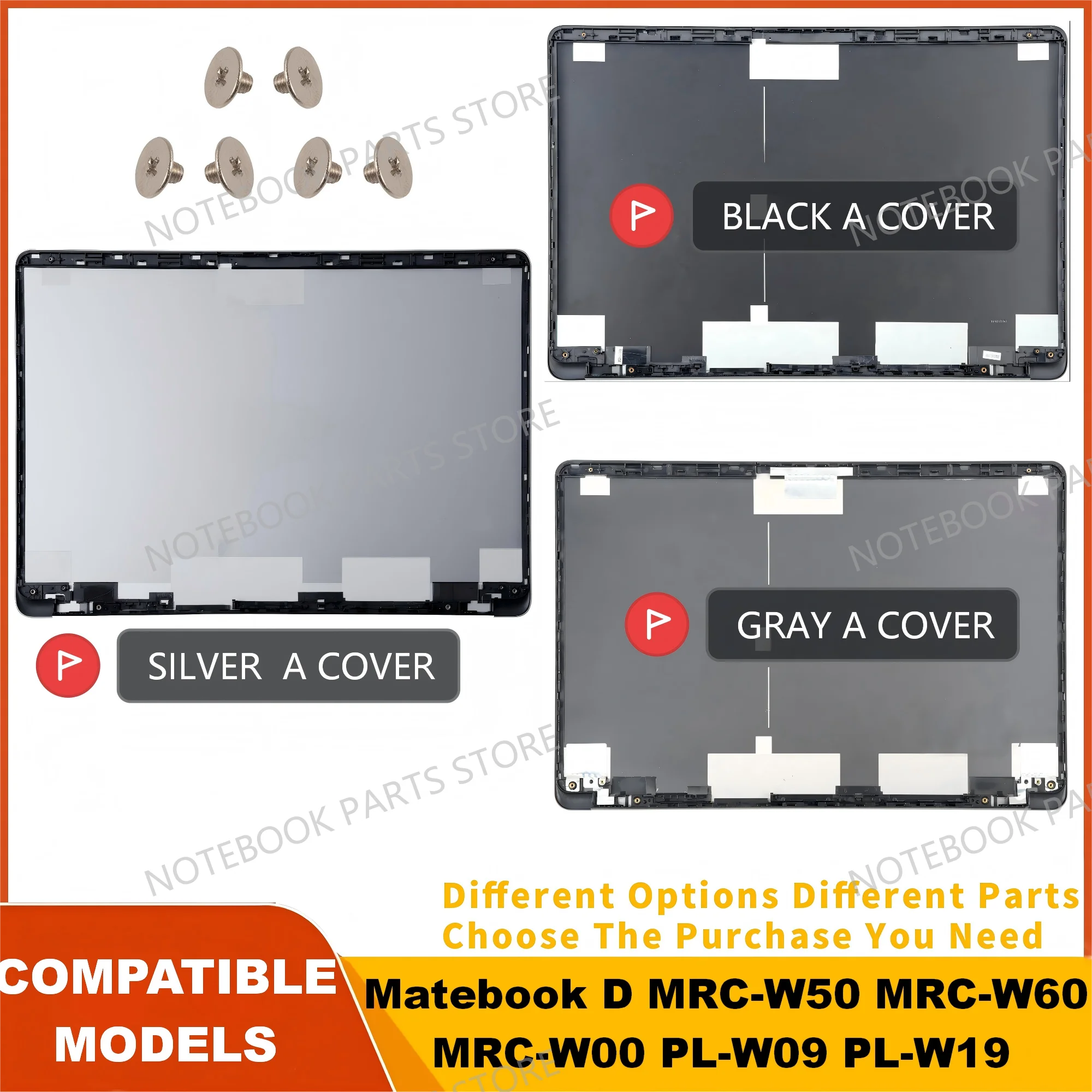

New LCD Back Cover For Matebook D MRC PL Series MRC-W50 MRC-W60 MRC-W00 PL-W09 Notebook Part Aluminium Replace Silver/Gray/Black