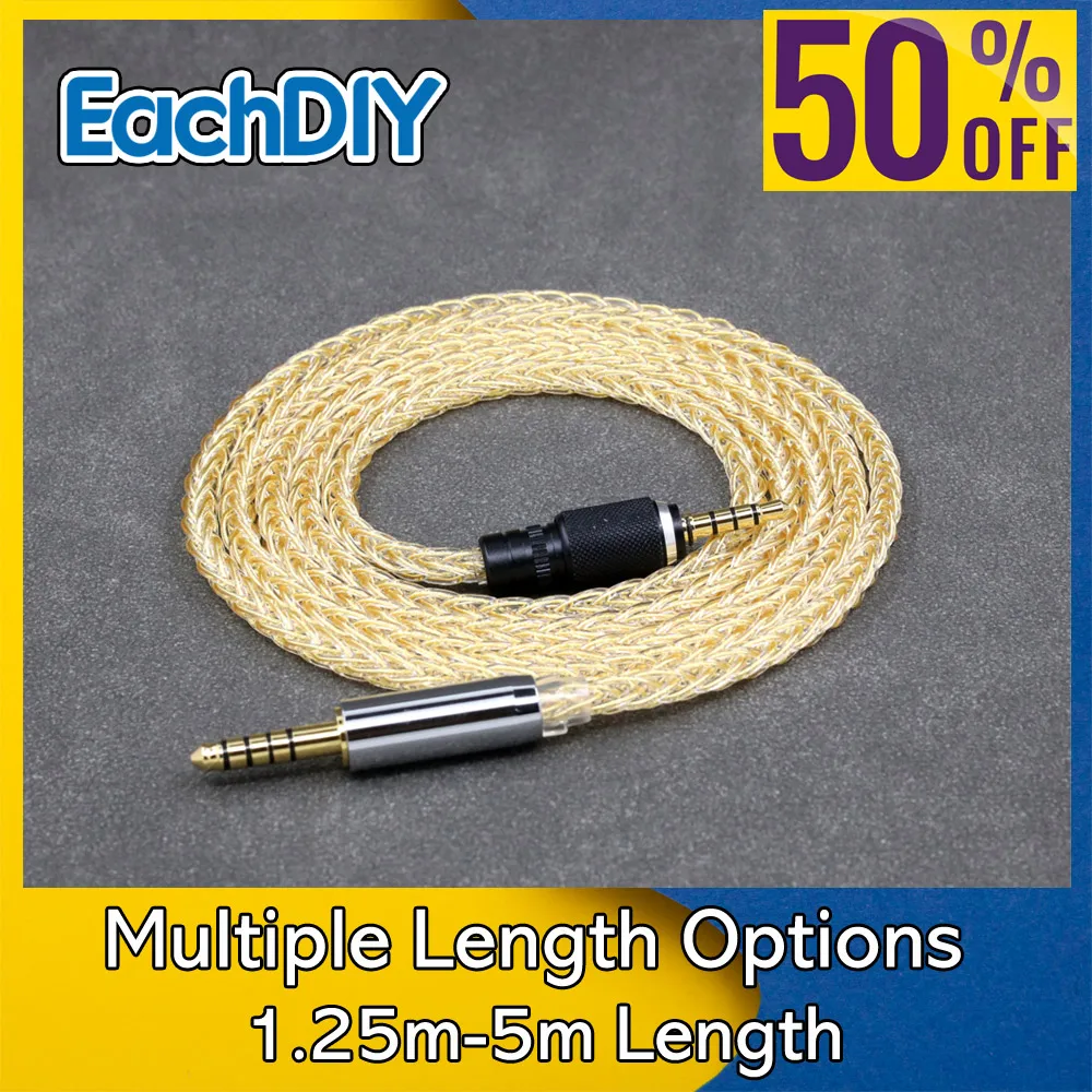 

8 Core 99% 7n Pure Silver 24k Gold Plated Earphone Cable For Sony MDR-M1 MDR-MV1 MDR-M1ST Headphones 8800
