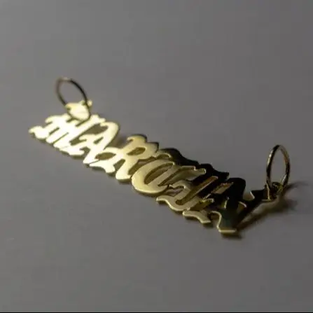 Zciti 18K Gold Personalized Handmade Nameplate Charm Customized Pendant Old English Necklace Jewelry Gift For Women