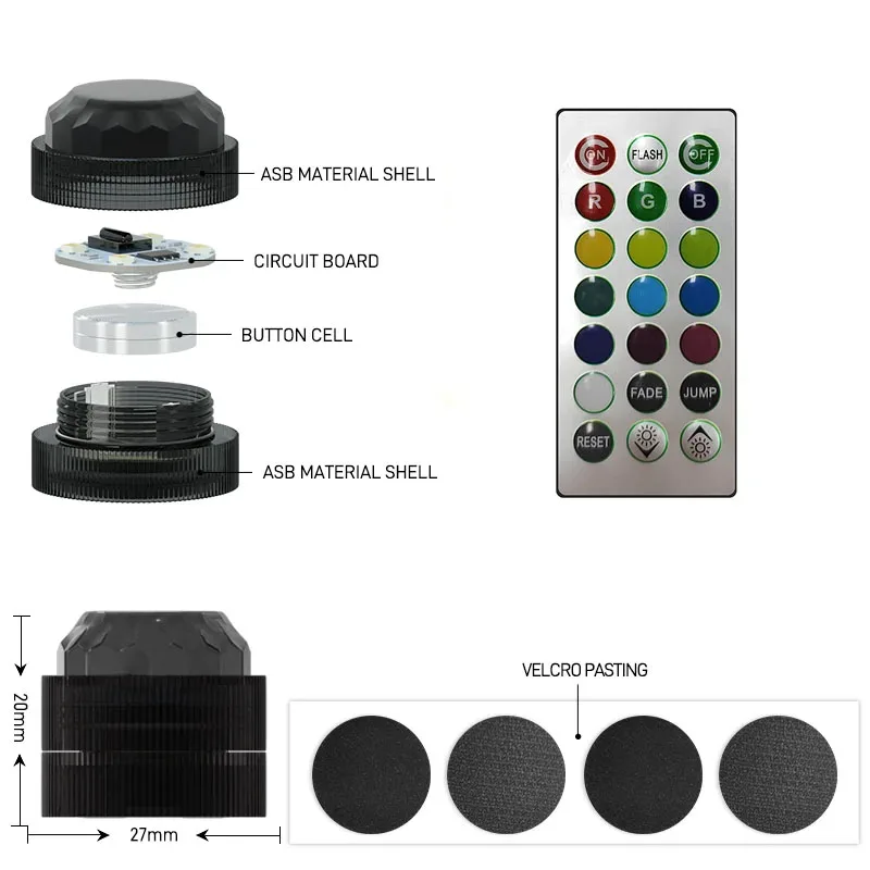 Remote Control LED Car Interior Ambient Light Wireless Adhesive Colorful Auto Roof Foot Atmosphere Lamp Decoration 13 Colors