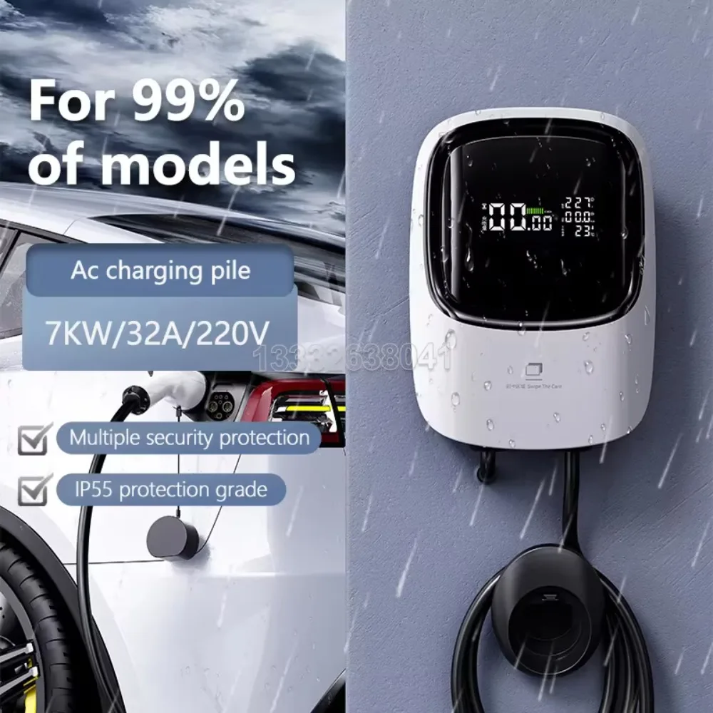 Type 2 220V AC Electric Car Charging Station 7KW Fast EV Charger with 5m Cable Byd Home Charger New & Used IP55 Protection
