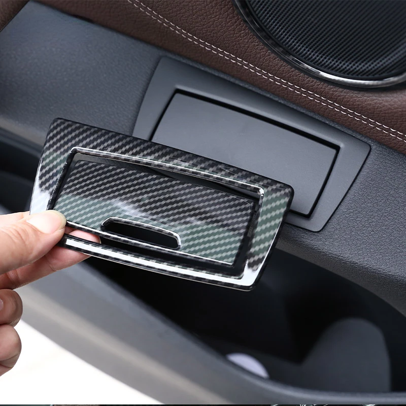 

For BMW X1 F48 2016-2021 ABS Carbon Fiber Car Rear Door Ashtray Panel Frame Cover Decorative Sticker Interior Car Accessories