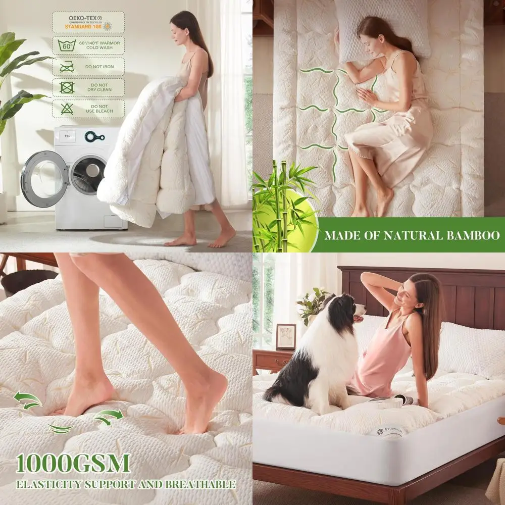 

Водонепроницаемый наматрасник Twin XL с подушкой, карманом 21 дюйм, мягким дышащим покрытием для поддержки спины и защиты