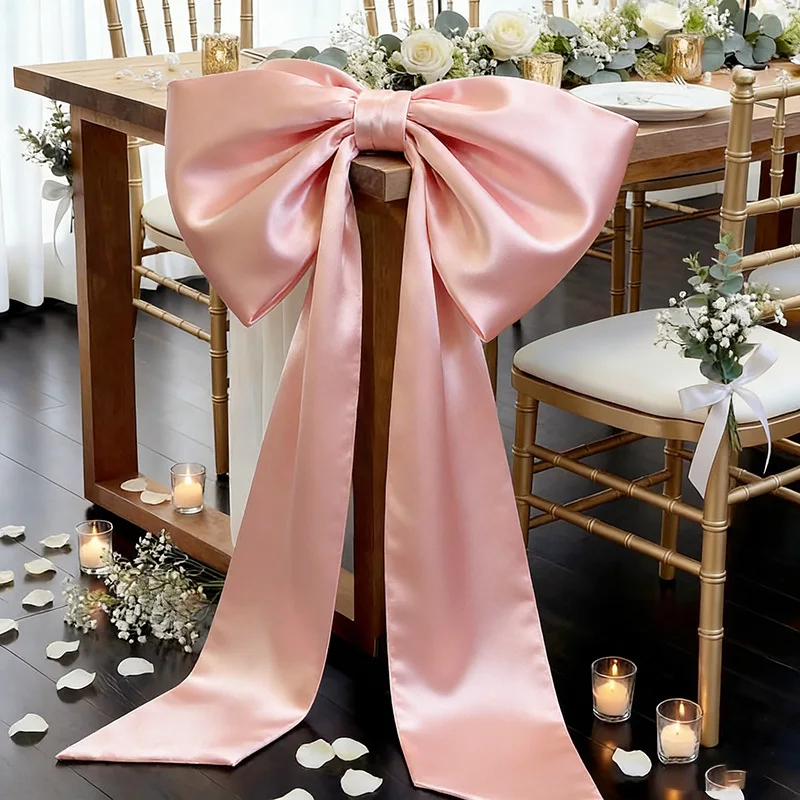 43x22" Satin Ribbon Bow with Long Tails 1pc Wedding Photo Backdrop Prop Elegant Bridal Shower Ceremony Birthday Decorations image 3