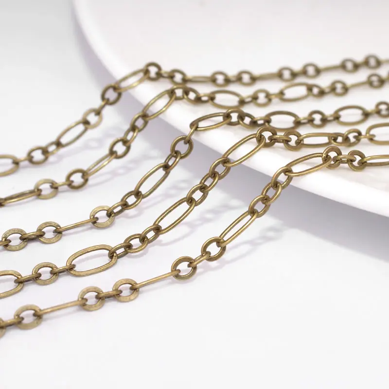 5 Meters Antique Bronze Vintage Style Copper Flat O Shape Chain Diy Jewelry Making Supplies Necklace Accessories for Women