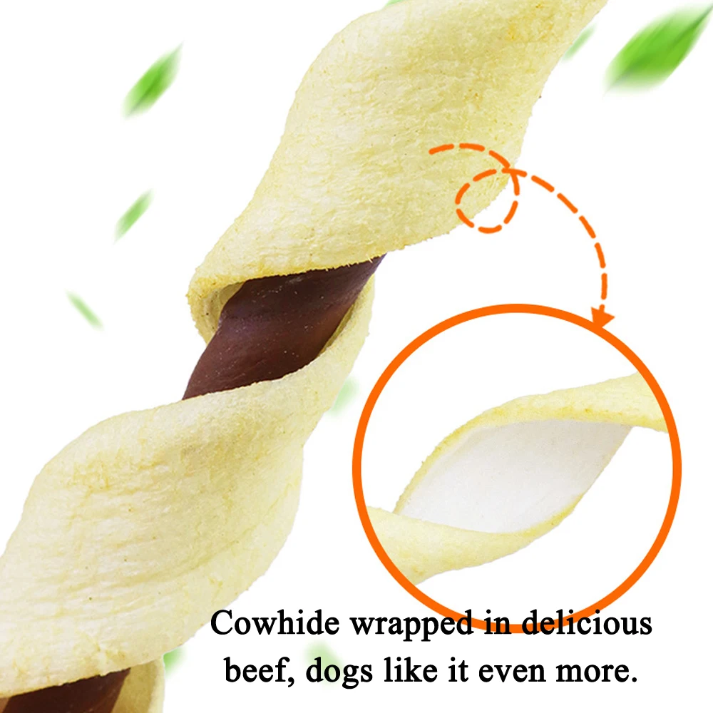 جلد البقر الملفوف في حشوة لحم البقر والدجاج يعامل الكلاب للكلاب المتوسطة والكبيرة - مصنوع من جلد البقر - بروتين عالي #3