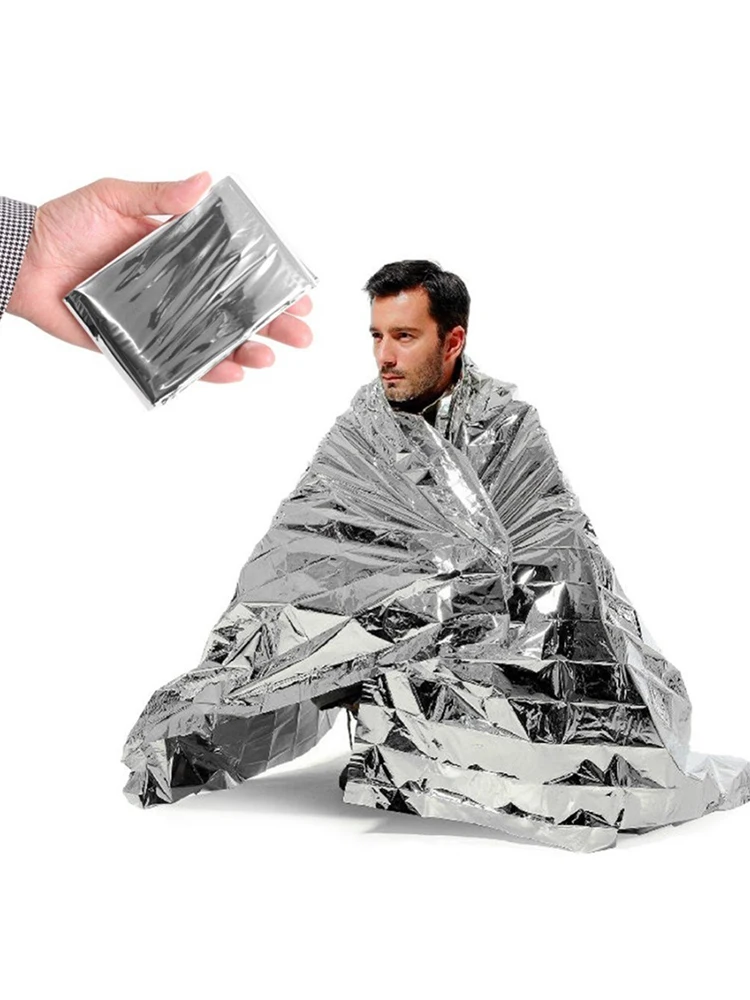 130x210 سنتيمتر بطانية الفضاء العملاقة تبقيك الدفء احباط مايلر بطانية حرارية لوازم الطوارئ الفضة احباط بطانية للإسعافات الأولية