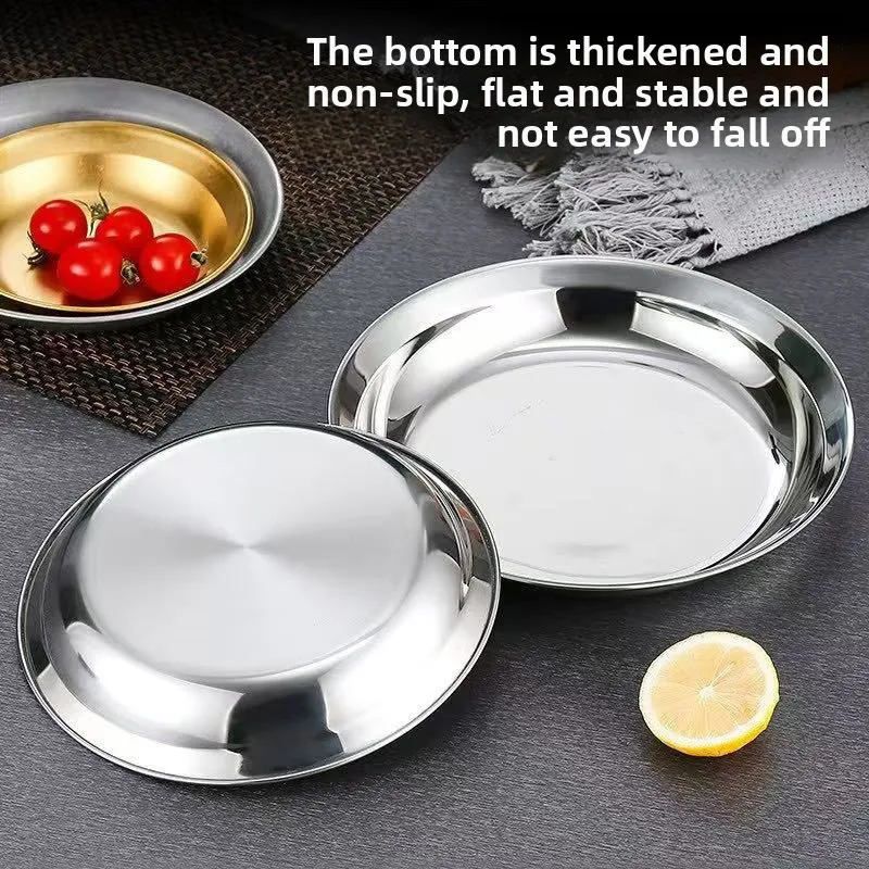 

Stainless Steel Plates 9 Inch Metal Camping Plates Large Serving Platters Silver Serving Platter Dinner Salad Plates Round