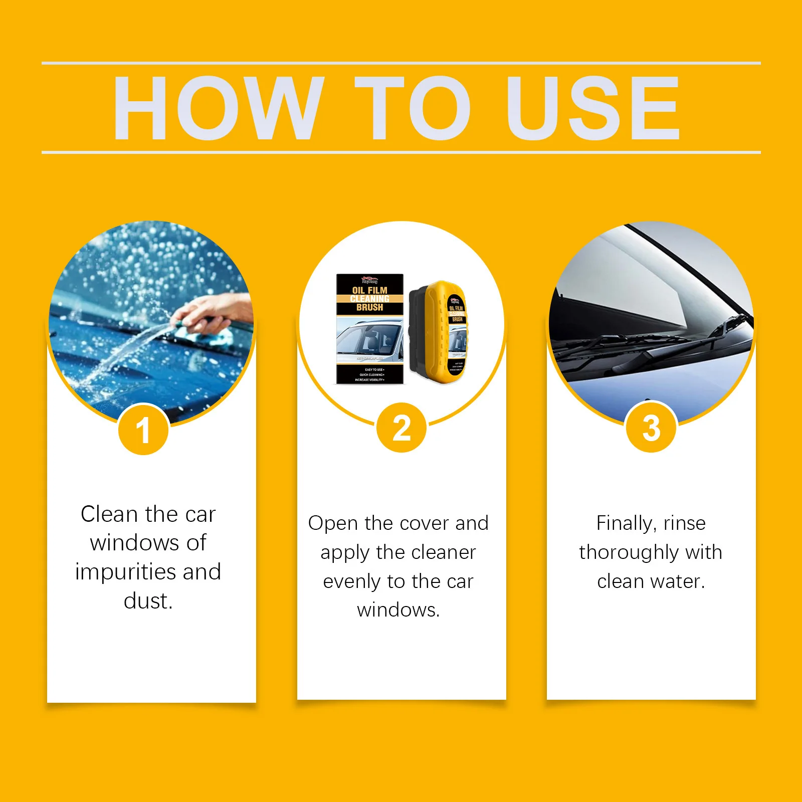 Automotive Oil Film Cleaning Brush Car Glass Window Wipe Anti-Rain Fog Front Function Maintenance Inside Windshield Home Sponge view 6