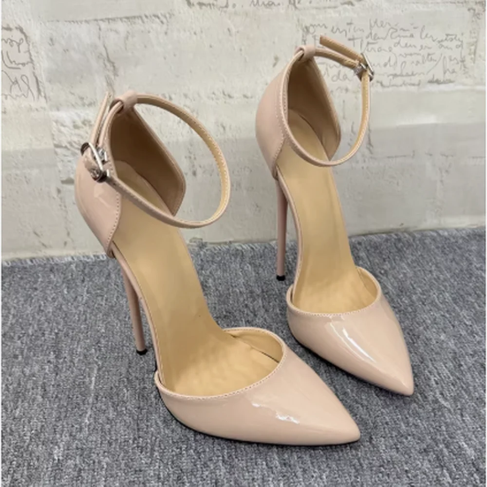 FHC 16cm 하이힐 샌들, 여성 무대 쇼 여름 신발, 중간 얕은 아웃, 뾰족한 발가락, 발목 버클 스트랩, 맞춤형 색상,