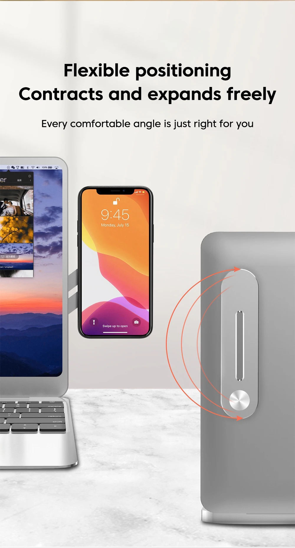 Invisible Foldable Magnetic Laptop Phone Holder Laptop Same Screen PhoneStand Computer Monitor Side Display Expansion Back Mount