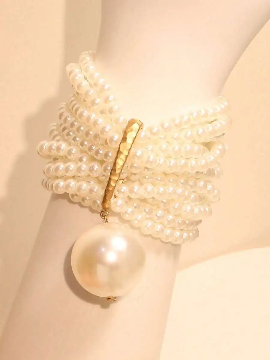 

Multi-Layer Faux Pearl Wrap Bracelet For Women Evening Wedding Party Daily Wear
